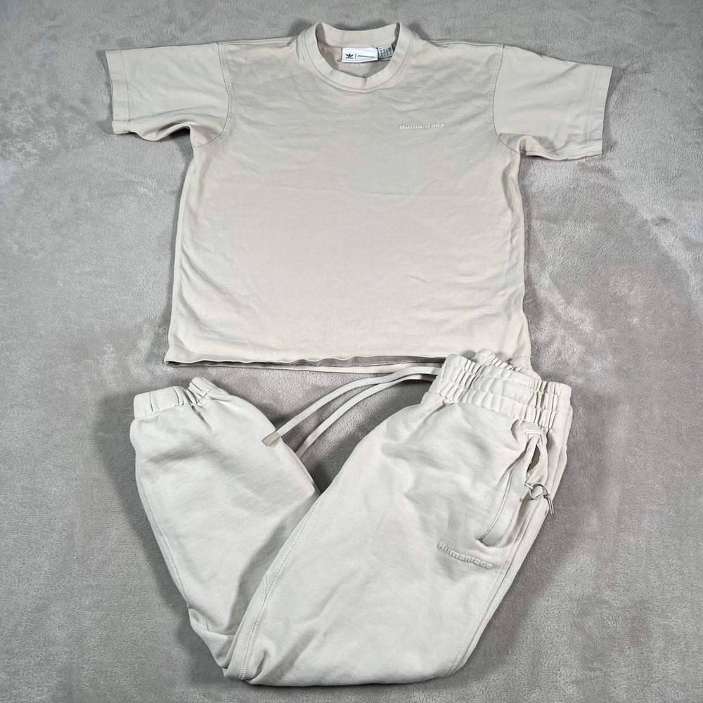 Adidas Pharrell Williams Humanrace T-Shirt and Joggers Set Beige Women's Small